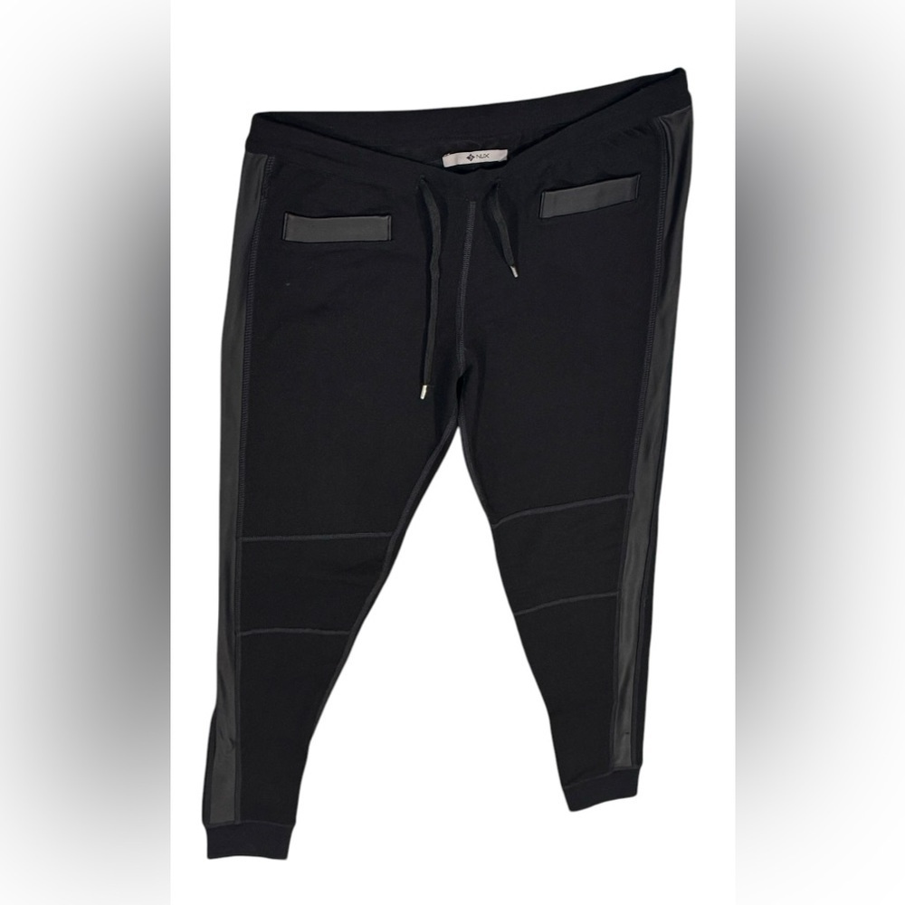Women’s NUX Ankle Leggings: Pull String Waist Faux Leather Accents: Size M - Picture 2 of 8